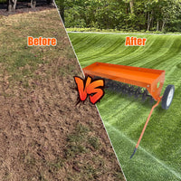 Arieggiatore da rimorchio Garvee da 40 pollici - Con denti in acciaio, gancio universale regolabile e ruote per il trasporto. Per prato, giardino e agricoltura.