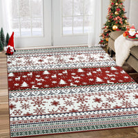 Tappeto per soggiorno Garvee, tappeto natalizio rosso-verde, 160x230 cm, lavabile, antiscivolo, decorazione natalizia per camera da letto, cucina, sala da pranzo, ufficio