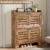 Scarpiera Garvee per corridoio con 2 cassetti a scomparsa, organizer per scarpe stretto in legno P2, ventilato, antigrafcio, con ganci per corridoioioio e garage, 13.8 pollici, color legno