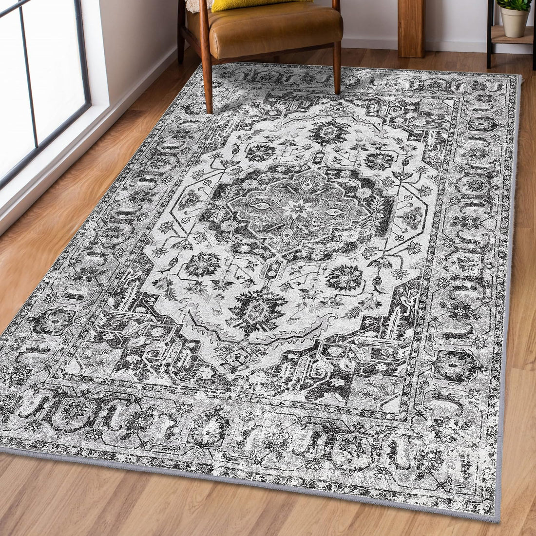 Garvee Tappeto Grande Antiscivolo Lavabile Resistente Acqua Sporco Vintage 200x290 cm Per Camera Sala