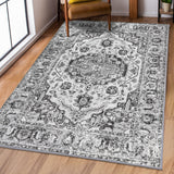 Garvee Tappeto Grande Antiscivolo Lavabile Resistente Acqua Sporco Vintage 200x290 cm Per Camera Sala - Grigio