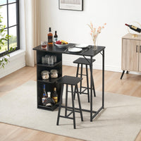Set da pranzo piccolo Garvee da 36 pollici con contenitore, robusto ed ergonomico, MDF e acciaio, nero, per appartamenti e cucine
