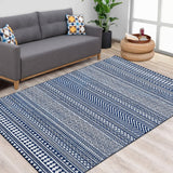 Tappeto marocchino impermeabile a pelo corto Garvee in stile boho, lavabile, resistente all'olio e alle macchie, antiscivolo, adatto agli animali domestici, per soggiorno, camera da letto, sala da pranzo - Blu navy