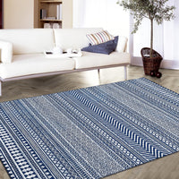 Garvee Teppich Boho Marokkanisch Navy Blau Waschbar Rutschfest Polyester 160x230 cm Wohnzimmer Schlafzimmer
