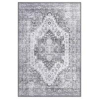 Tappeto vintage Garvee, design orientale, antiscivolo, antimacchia, lavabile, pelo corto, grigio, 160x230 cm, soggiorno, camera da letto