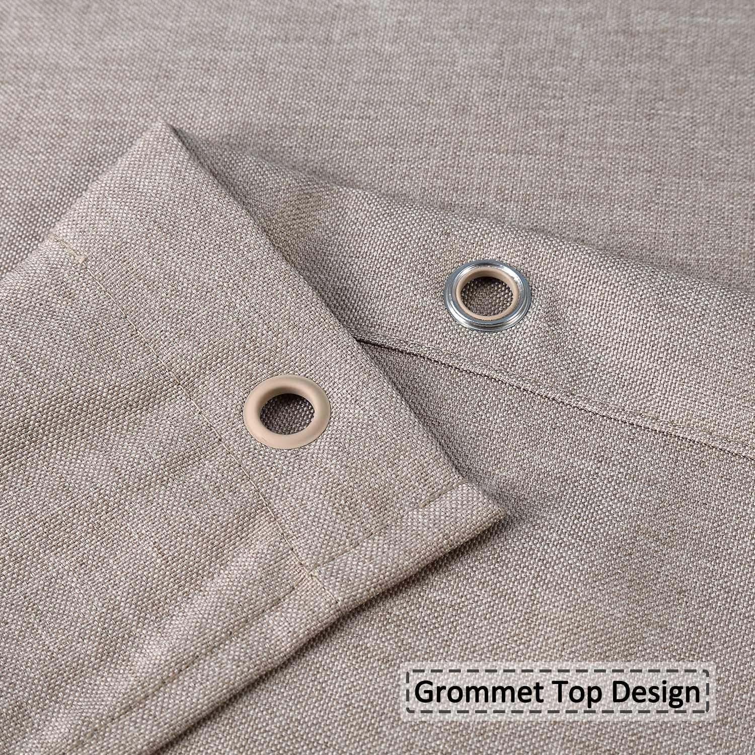 Tenda da doccia in lino Garvee Flax 240 g/m², tessuto largo e pesante, con ganci, per bagno, hotel, lusso, tortora, 200 x 180 cm