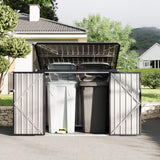Garvee Capanno per Bidoni Spazzatura 91.44x182.88 cm Metallo Zincato Resistente Tetto Inclinato Impermeabile Porta con Serratura per Esterni Nero