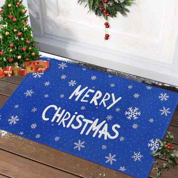 Zerbino antiscivolo Garvee con motivo natalizio per cucina e soggiorno, 50x80 cm, cotone blu, per interni ed esterni