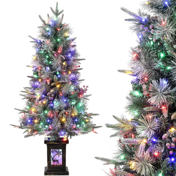 Albero di Natale Garvee da 125 cm con luci e decorazioni - base a forma di renna per la decorazione della tavola festiva
