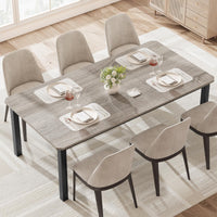 Tavolo da Pranzo Garvee Lungo 199.4 cm per 6-8 Persone Stile Industriale, Design Smussato, MDF e Metallo, Larghezza 10 cm, Marrone
