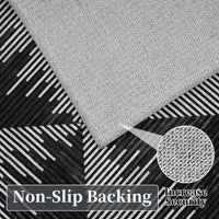 Tappeto per soggiorno Garvee 200x290cm, lavabile, antiscivolo, a pelo corto, nero, per soggiorno, camera da letto, sala da pranzo