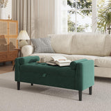 Panca ottomana Garvee con contenitore, imbottita, braccioli girevoli, verde, 46,5" per soggiorno e corridoio, struttura robusta - verde