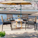 Garvee Set 4 Sedie Lounge da Giardino in Rattan PE con Telaio in Metallo Resistente, Cuscini Comodi, Ergonomico, Ideale per Terrazza e Giardino, Colore Neutro - Schwarz-4 Stück
