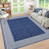 Garvee Tappeto Corto Lavabile 160x230cm Blu Antiscivolo Morbido Resistente alle Macchie Soggiorno e Camera da Letto - Blu