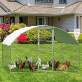 Garvee Gabbia Pollaio Grande in Metallo, Recinto Esterno, Copertura Impermeabile Anti-UV, Telaio Galvanizzato, Porta Serratura, 3x2 m, Uso Fattoria e Giardino - Tetto Doom e Porta Doppia
