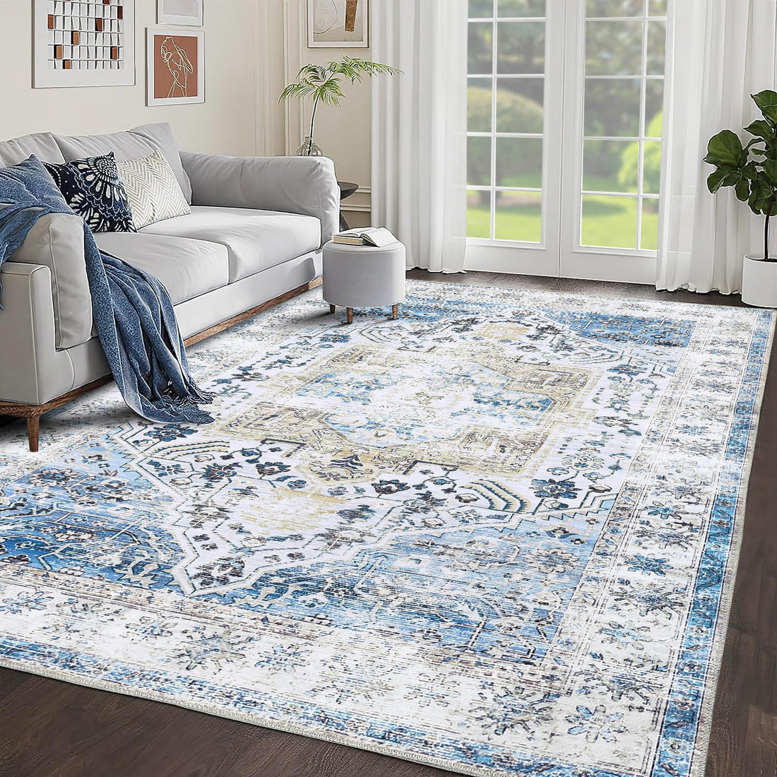 Garvee Grande Tappeto Vintage 200x290 cm Lavabile Antiscivolo Poliestere Classico Per Soggiorno E Camera Da Letto Multicolore