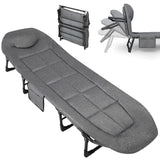 Garvee Letto Pieghevole Portatile 200 cm Con Cuscino Comfort, Telaio Acciaio Robusto 227 kg, Campeggio Patio Spiaggia Interno Esterno, Grigio - Grigio