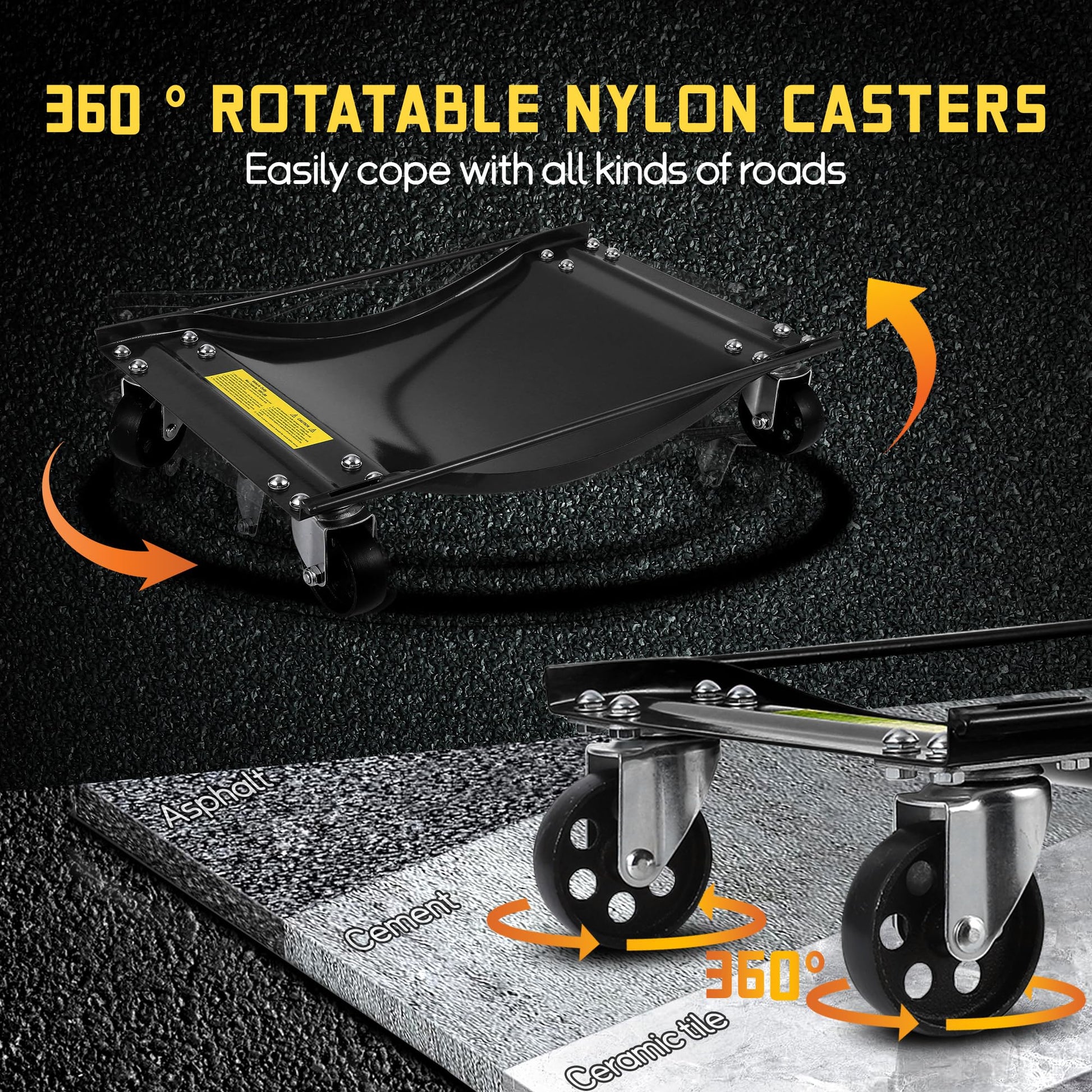 Set di 2 carrelli per ruote auto Garvee con rulli in acciaio da 3,5 pollici per officina e garage, capacità di carico 5000 libbre, stabile, design migliorato