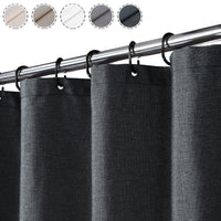 Garvee Flachs-Leinen-Duschvorhang 240GSM Schweres Gewebe Wasserabweisend Waschbar Dunkelgrau 180x180 cm Hotelstil Mit Haken Badezimmer