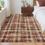 Garvee Tappeto Rettangolare con Motivo a Quadri Irregolari, Antiscivolo, 240x340cm, Rosso, per Camera e Soggiorno - Rot
