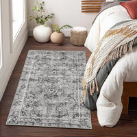 Tappeto a pelo corto Garvee Boho Vintage Moderno Lavabile Antiscivolo in Poliestere per Soggiorno Camera da Letto 240x340cm Grigio
