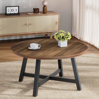 Tavolino da caffè rettangolare moderno Garvee 102x52cm in legno robusto marrone/nero per soggiorno e balcone