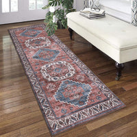 Tappeto vintage per soggiorno Garvee, morbido, lavabile, stile fattoria orientale, rosa, 60x230 cm
