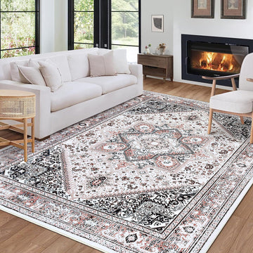 Tappeto vintage GARVEE 160x230cm in ciniglia, leggero e pieghevole, multi-stampa, sottile, per soggiorno, camera da letto, sala da pranzo