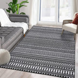 Garvee Tappeto Boho Läufer 160x230cm Basso Pelo Antiscivolo Lavabile Nero Profondo Soggiorno Camera - Nero profondo