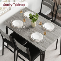 Tavolo da pranzo Garvee per 2 persone con sedie imbottite, legno MDF, struttura in metallo, salvaspazio, piccoli appartamenti, quadrato, grigio