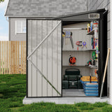 Garvee Capanno Da Giardino 120x240 Cm In Acciaio Zincato, Resistente, Ventilato, Porta Bloccabile, Design Salvaspazio, Perfetto Per Esterni - Grigio
