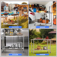 Tavolo da lavoro in acciaio inossidabile Garvee 60x24 pollici con gambe fisse, altezza 35 pollici, argento per cucina e officina