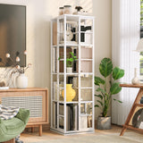 Libreria girevole Garvee, scaffale angolare a 4 ripiani, rotazione a 360°, struttura in metallo, legno, per soggiorno, ufficio, camera da letto, 54 pollici, marrone - marrone