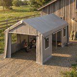 Garvee Pareti Laterali per Carport 10'x20' e 13'x20' Telo PE Impermeabile Resistente ai Raggi UV Grigio per Uso Esterno