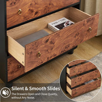 Cassettiera moderna Garvee a 5 cassetti con maniglie in metallo vintage per camera da letto e soggiorno, 117 cm, rovere naturale