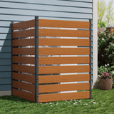 Garvee Schermo Privacy Esterno 2-Pannelli 97x127 cm No-Dig Alluminio Vinile Orizzontale Nascondi Condizionatore Patio Giardino Teak