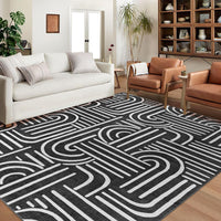 Garvee Teppich 80x150 cm Geometrico Grigio, Lavabile & Antiscivolo, Morbido Imitazione Cashmere, Moderno Design per Soggiorno e Camera