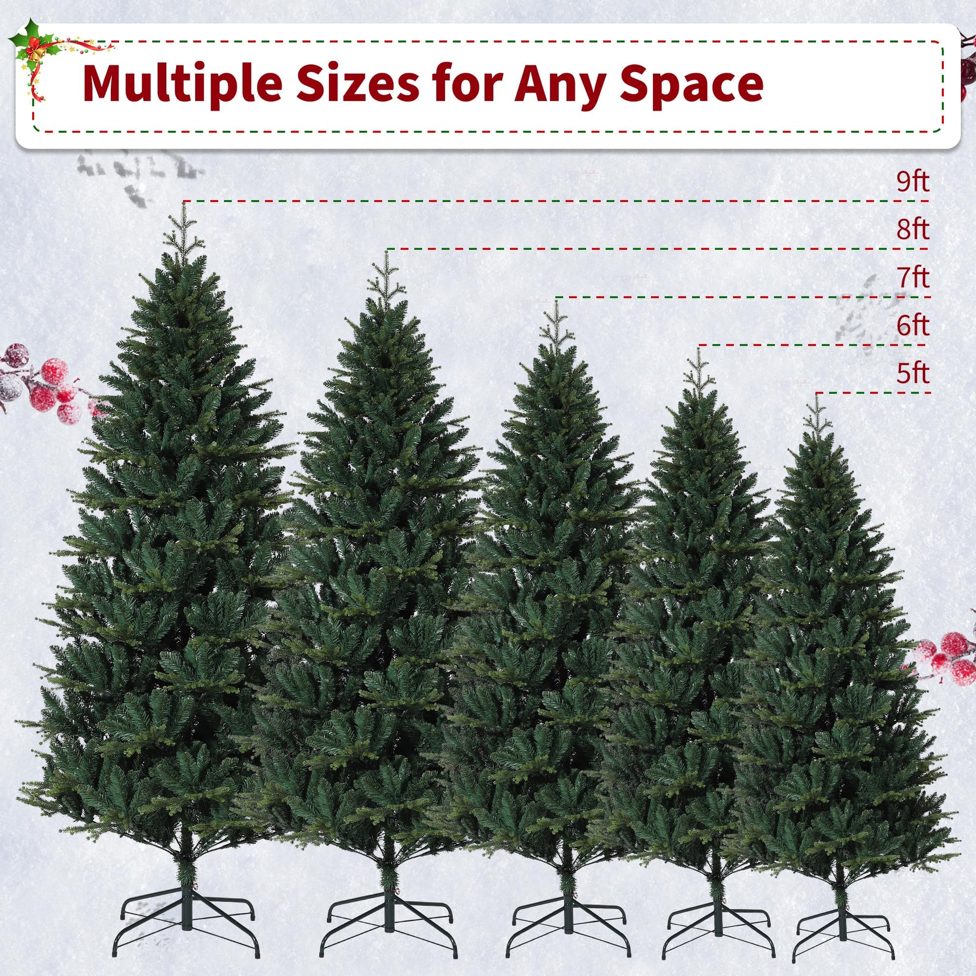 Albero di Natale Artificiale Garvee 210 cm PE/PVC con LED Risparmio Energetico per Grandi Stanze