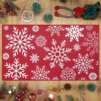 Zerbino natalizio Garvee 50 x 80 cm, rosso, lavabile, antiscivolo, con motivo a fiocco di neve