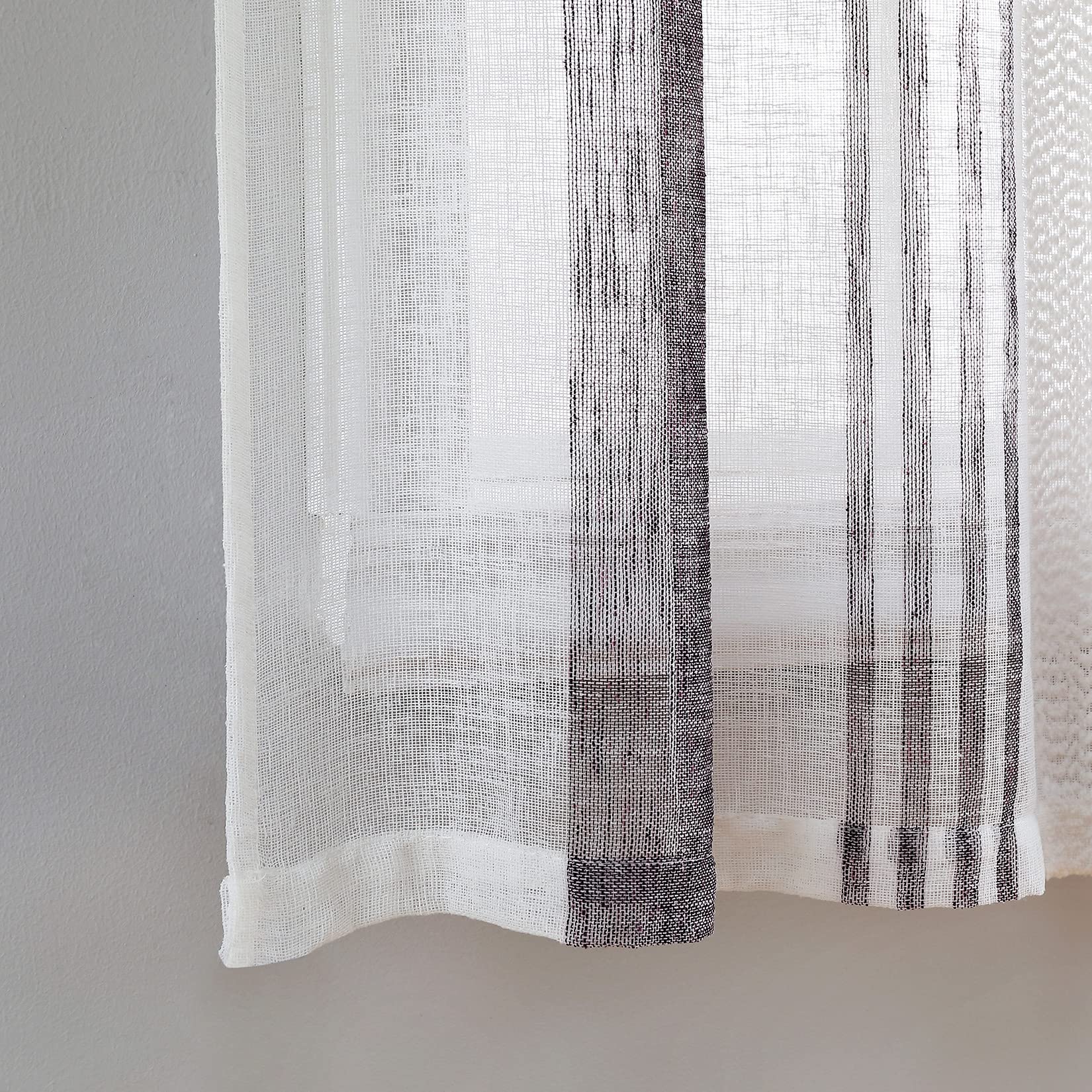 Tende trasparenti per scale da cucina Garvee, tende corte trasparenti in filo tinto a righe per finestre da bagno, viola, 27" x 30", 2 pannelli