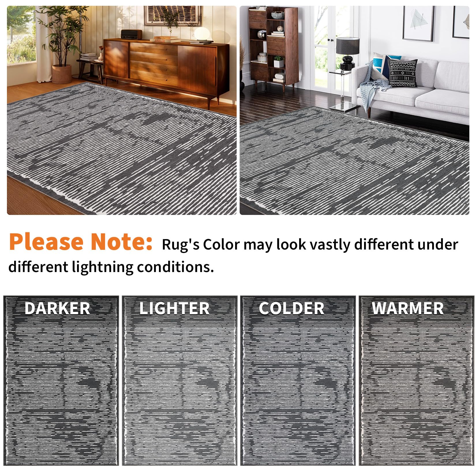 Tappeto a pelo corto Garvee 200x290cm nero per soggiorno camera da letto lavabile antiscivolo