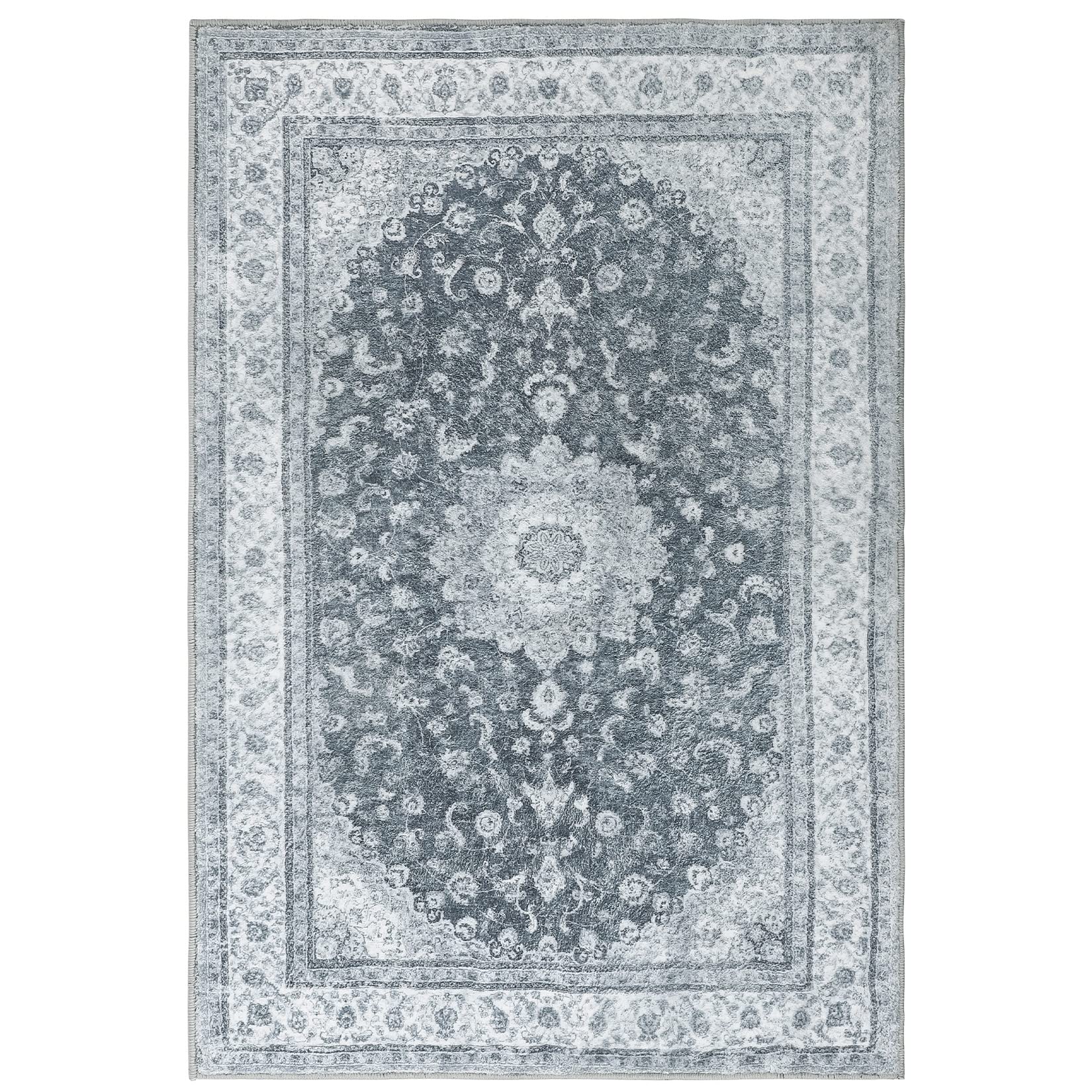 GARVEE Perzisch Vintage Tapijt Dark Grey 140x200 cm Per soggiorno, camera da letto e cucina, antimacchia e antiscivolo
