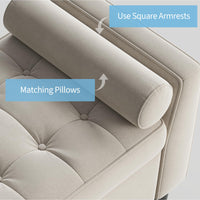 Panca contenitore Garvee da 46,5" con rivestimento in velluto, spazio di archiviazione e gambe in legno per corridoio e camera da letto, beige, imbottita, cerniere di sicurezza