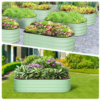 Aiuola rialzata ovale Garvee 4,5x2x1 piede in acciaio zincato antiruggine con base aperta, verde, senza attrezzi, per giardino e patio
