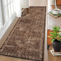 Tappeto vintage Garvee 80 x 150 cm, antiscivolo, lavabile, boho, per soggiorno, camera da letto, sala da pranzo, marrone rossiccio