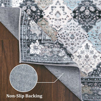 Garvee Läufer Boho Tappeto Marrocc Lavabile Antiscivolo Idrorepellente Poliestere Design Vintage 120x170 cm Blu Soggiorno Ufficio