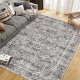 Tappeto a pelo corto Garvee grigio 80 x 150 cm boho vintage moderno soggiorno camera da letto tappeto lavabile - Grigio