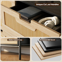 Cassettiera Garvee in rattan naturale con 6 cassetti, gambe in legno e metallo, per camera da letto e soggiorno, impermeabile, resistente, design moderno