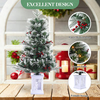 Albero di Natale artificiale Garvee, confezione da 2 – 91 cm, 78 LED in fibra ottica (bianco caldo), 8 modalità di luce, scatola portalampada a forma di pupazzo di neve