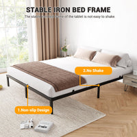 Struttura letto matrimoniale in metallo Garvee da 14 pollici con robuste doghe in metallo per camera da letto, altezza 14 pollici, nero, silenzioso, non richiede box spring